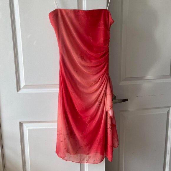 00s Draped Pink Formal Dress (M) - Picture 1 of 6